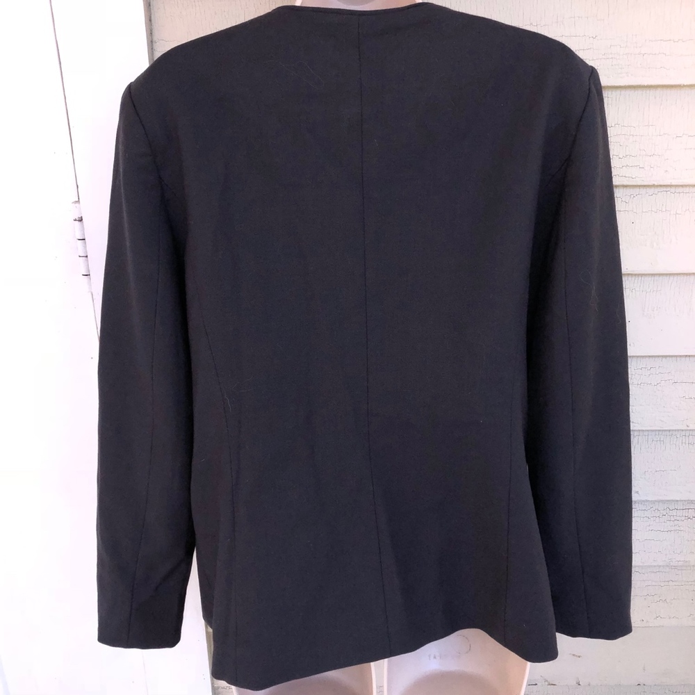 Halston Lined Wool Blue Hook Jacket/Zip Pockets - image 8